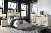 Cambeck Queen Panel Bed with Mirrored Dresser, Chest and 2 Nightstands in Whitewash - PKG003085