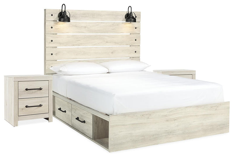 Cambeck Queen Panel Storage Bed and 2 Nightstands - B192B135