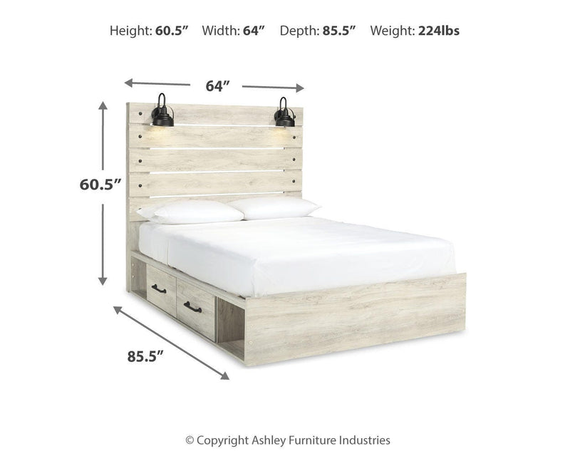 Cambeck Queen Panel Storage Bed and 2 Nightstands - B192B135