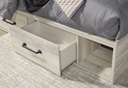 Cambeck Twin Panel Bed with 4 Storage Drawers with Mirrored Dresser in Whitewash - PKG003013