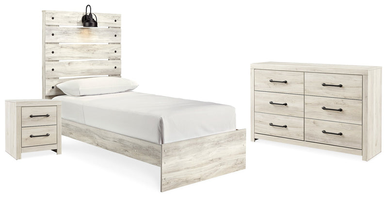 Cambeck Twin Panel Bed with Dresser and Nightstand in Whitewash - PKG019211