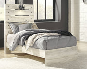 Cambeck Twin Panel Bed with Mirrored Dresser in Whitewash - PKG003002