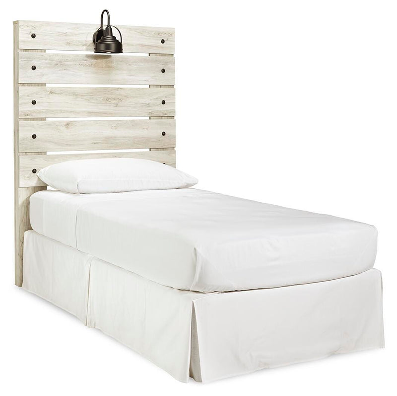Cambeck Twin Panel Headboard Bed with Dresser in Whitewash - PKG002949