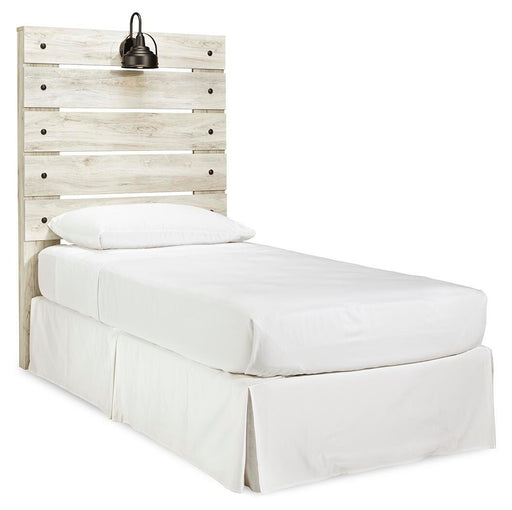 Cambeck Twin Panel Headboard Bed with Dresser in Whitewash - PKG002949