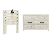 Cambeck Twin Panel Headboard Bed with Dresser in Whitewash - PKG002949
