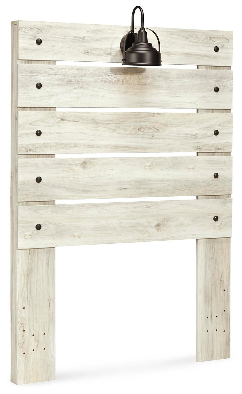 Cambeck Twin Panel Headboard Bed with Dresser in Whitewash - PKG002949
