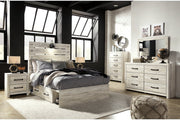 Cambeck Whitewash Full Panel Bed with 2 Storage Drawers - Gate FurnitureFull Bed