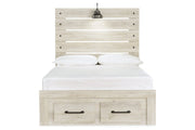 Cambeck Whitewash Full Panel Bed with 2 Storage Drawers - Gate FurnitureFull Bed