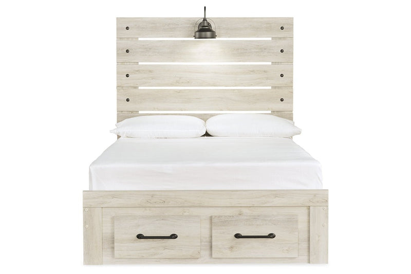 Cambeck Whitewash Full Panel Bed with 2 Storage Drawers - Gate FurnitureFull Bed