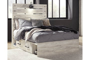 Cambeck Whitewash Full Panel Bed with 2 Storage Drawers - Gate FurnitureFull Bed