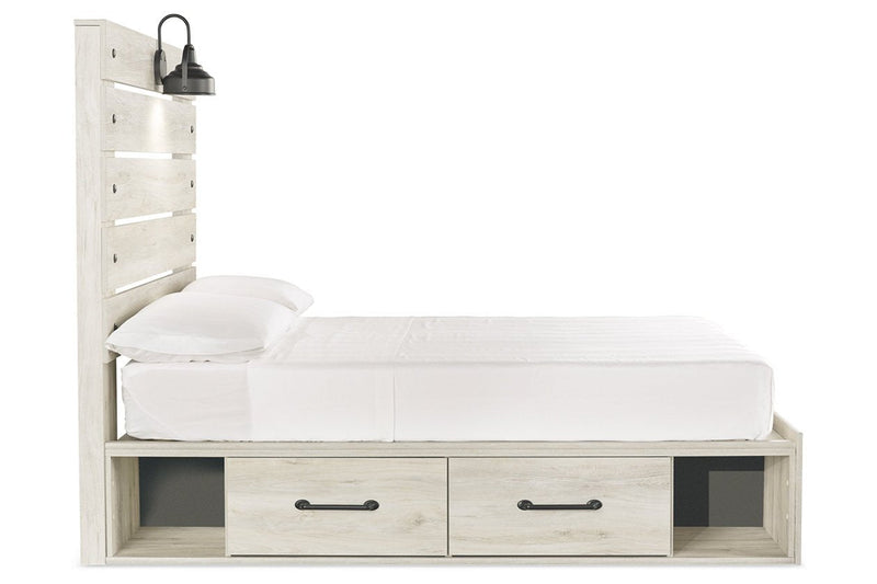 Cambeck Whitewash Full Panel Bed with 4 Storage Drawers - Gate FurnitureFull Bed