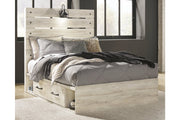 Cambeck Whitewash Full Panel Bed with 4 Storage Drawers - Gate FurnitureFull Bed