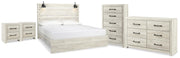 Cambeck Whitewash King Panel Bed, Dresser, Chest and 2 Nightstands - B192B112