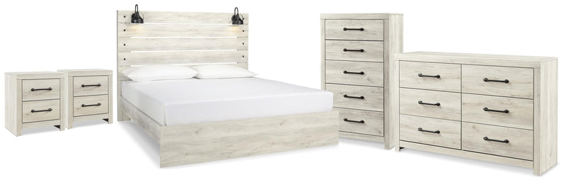 Cambeck Whitewash King Panel Bed, Dresser, Chest and 2 Nightstands - B192B112