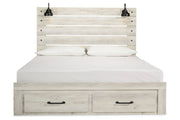 Cambeck Whitewash King Panel Bed with 2 Storage Drawers - Gate FurnitureKing Bed