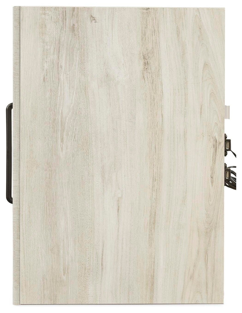 Cambeck Whitewash King Panel Bed with Storage and 2 Nightstands - B192B115