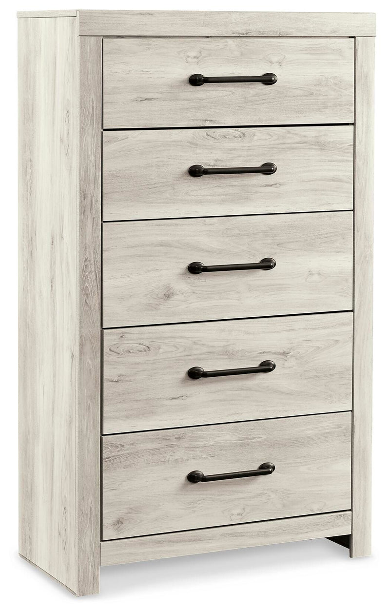 Cambeck Whitewash King Panel Bed with Storage, Chest and 2 Nightstands - B192B80