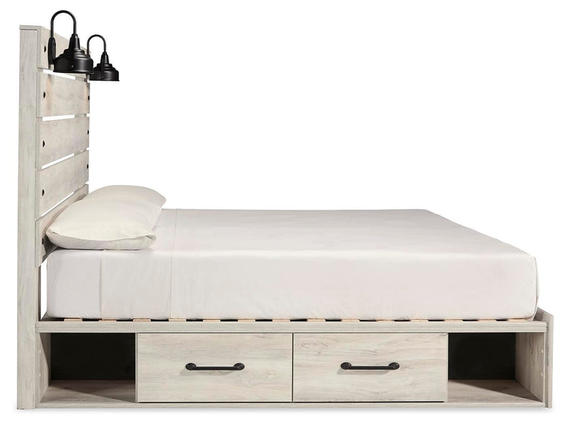 Cambeck Whitewash King Panel Bed with Storage, Chest and 2 Nightstands - B192B80