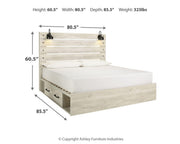 Cambeck Whitewash King Panel Bed with Storage, Chest and 2 Nightstands - B192B80