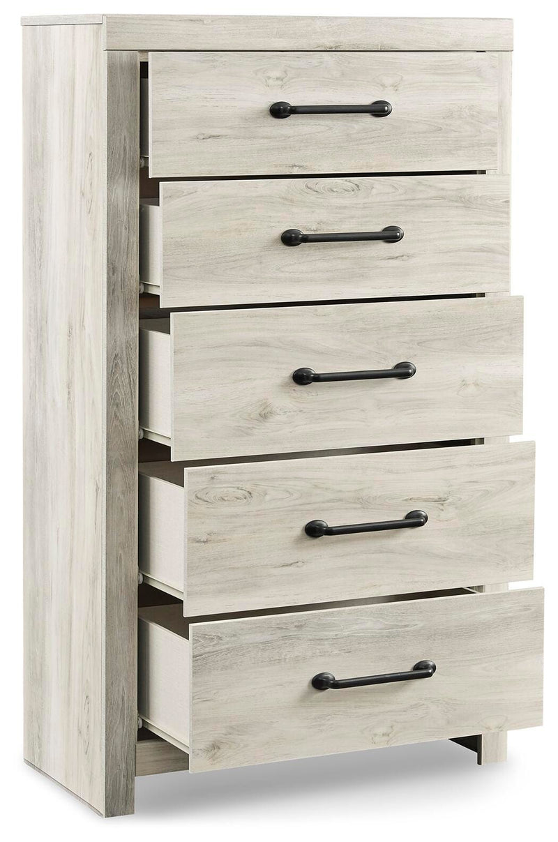 Cambeck Whitewash King Panel Bed with Storage, Chest and 2 Nightstands - B192B80