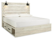Cambeck Whitewash King Panel Bed with Storage, Chest and 2 Nightstands - B192B80