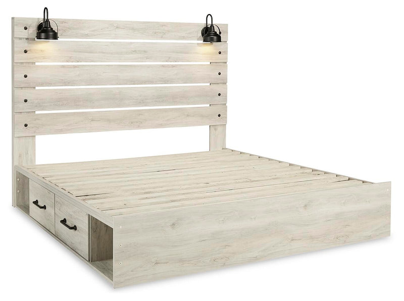 Cambeck Whitewash King Panel Bed with Storage, Chest and 2 Nightstands - B192B80