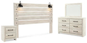 Cambeck Whitewash King Panel Headboard, Dresser, Mirror and Nightstand - B192B69