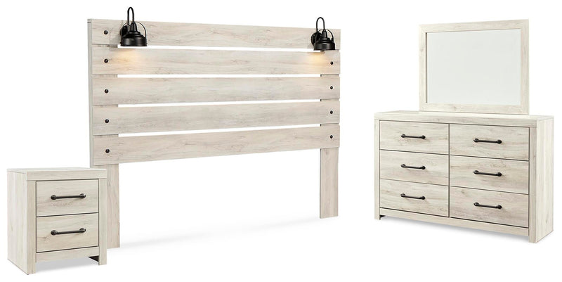 Cambeck Whitewash King Panel Headboard, Dresser, Mirror and Nightstand - B192B69