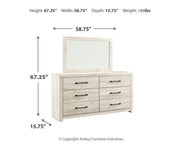 Cambeck Whitewash King Panel Headboard, Dresser, Mirror and Nightstand - B192B69