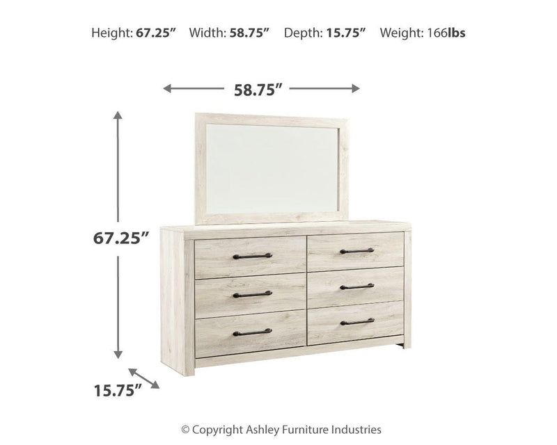 Cambeck Whitewash King Panel Headboard, Dresser, Mirror and Nightstand - B192B69