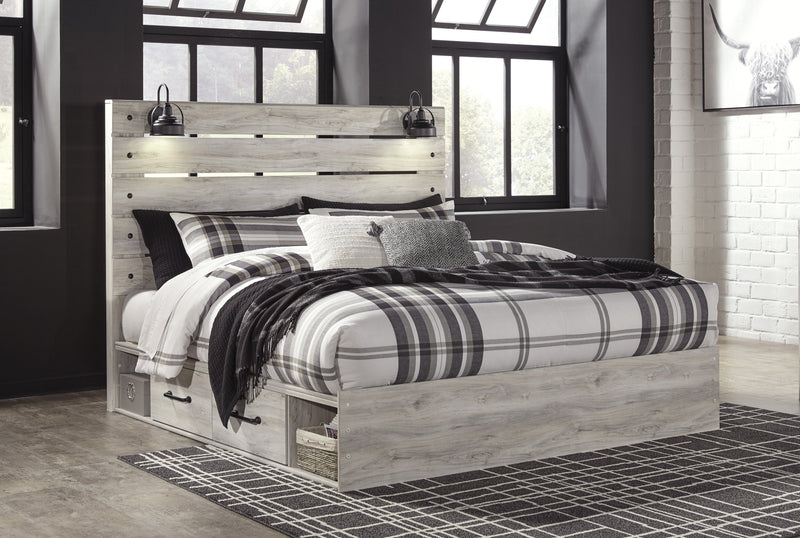 Cambeck Whitewash King Side Storage Platform Bed - Gate FurnitureKing Bed