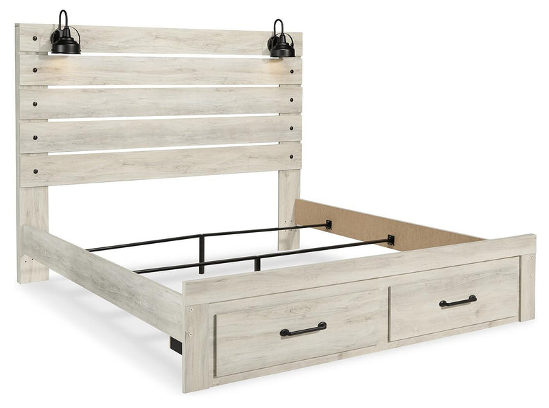 Cambeck Whitewash King Storage Bed, 2 Dressers, Mirror, and 2 Nightstands - B192B104