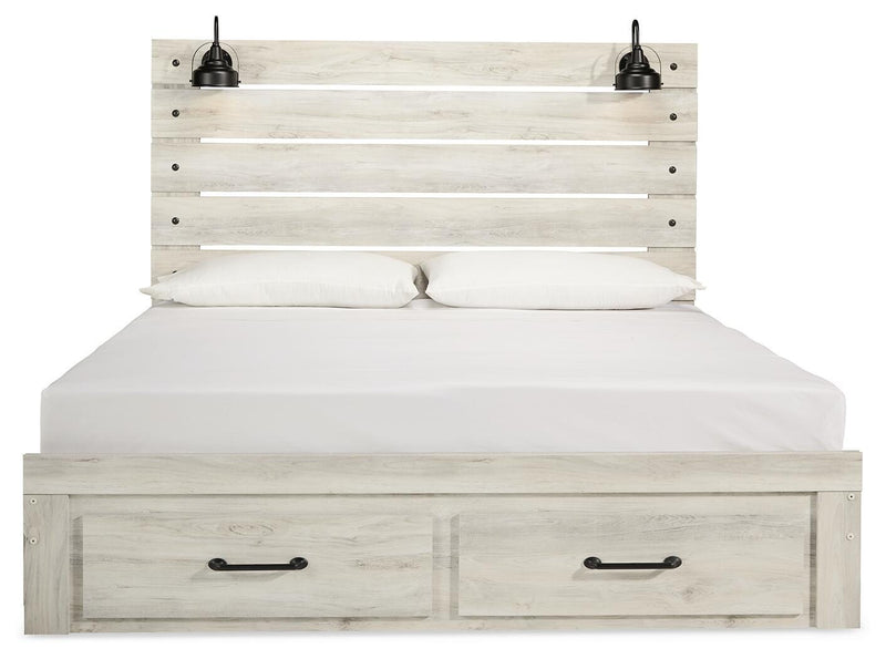Cambeck Whitewash King Storage Bed, 2 Dressers, Mirror, and 2 Nightstands - B192B104