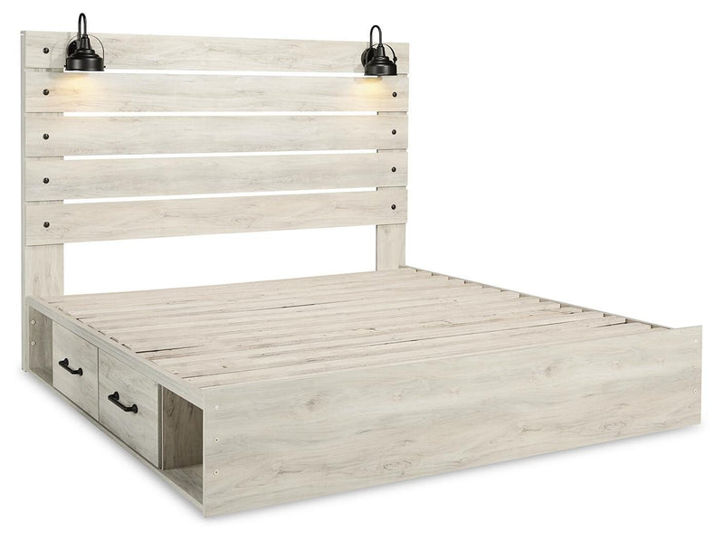 Cambeck Whitewash King Storage Bed, Dresser, Chest and 2 Nightstands - B192B107