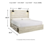 Cambeck Whitewash King Storage Bed, Dresser, Chest and 2 Nightstands - B192B107