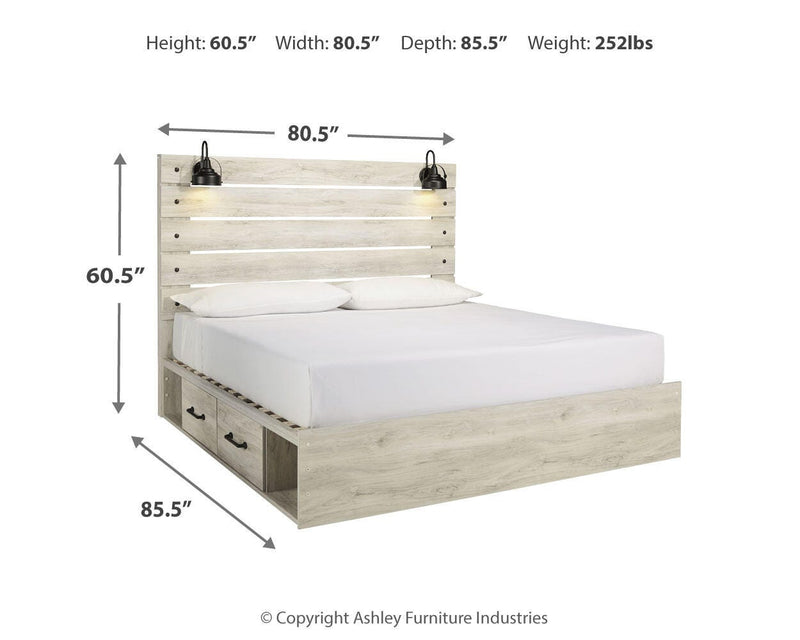 Cambeck Whitewash King Storage Bed, Dresser, Chest and 2 Nightstands - B192B107