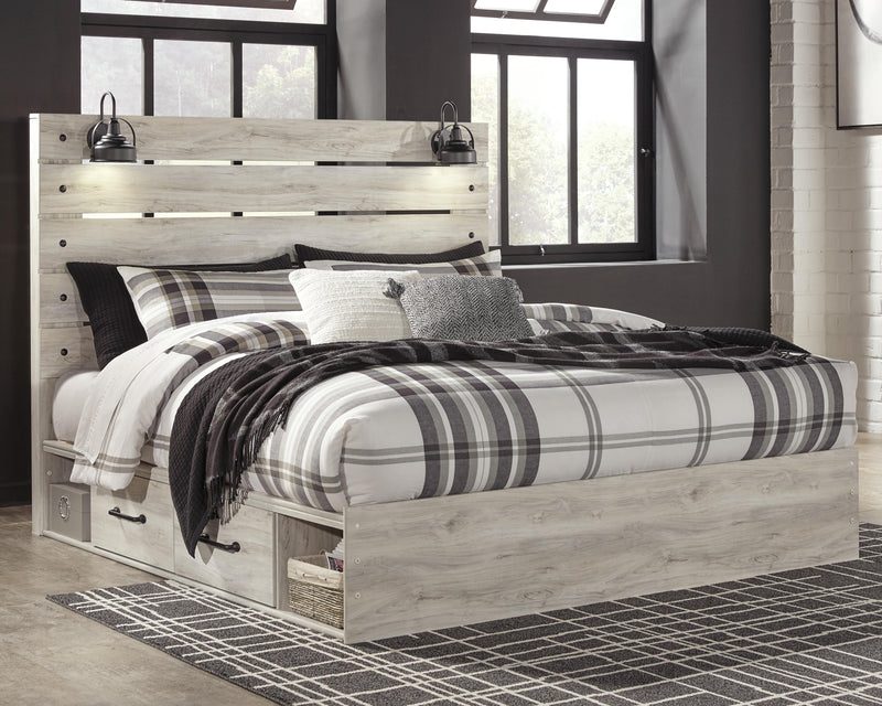 Cambeck Whitewash King Storage Bed, Dresser, Chest and 2 Nightstands - B192B107