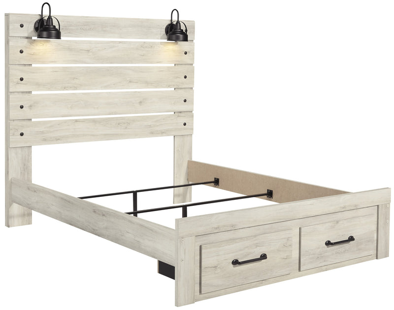 Cambeck Whitewash Queen Footboard Storage Bed - Gate FurnitureQueen Bed