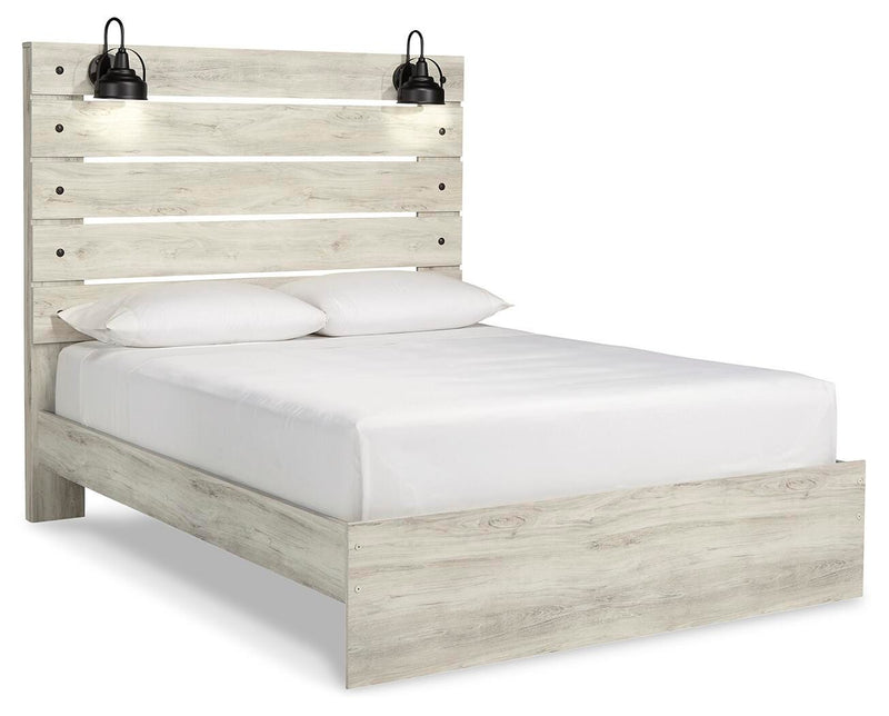 Cambeck Whitewash Queen Panel Bed and 2 Nightstands - B192B119