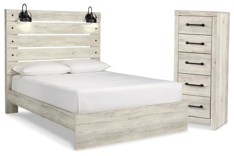 Cambeck Whitewash Queen Panel Bed and Chest - B192B121