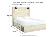 Cambeck Whitewash Queen Panel Bed with 2 Storage Drawers - Gate FurnitureQueen Bed