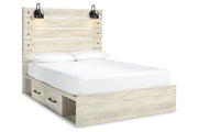 Cambeck Whitewash Queen Panel Bed with 2 Storage Drawers - Gate FurnitureQueen Bed