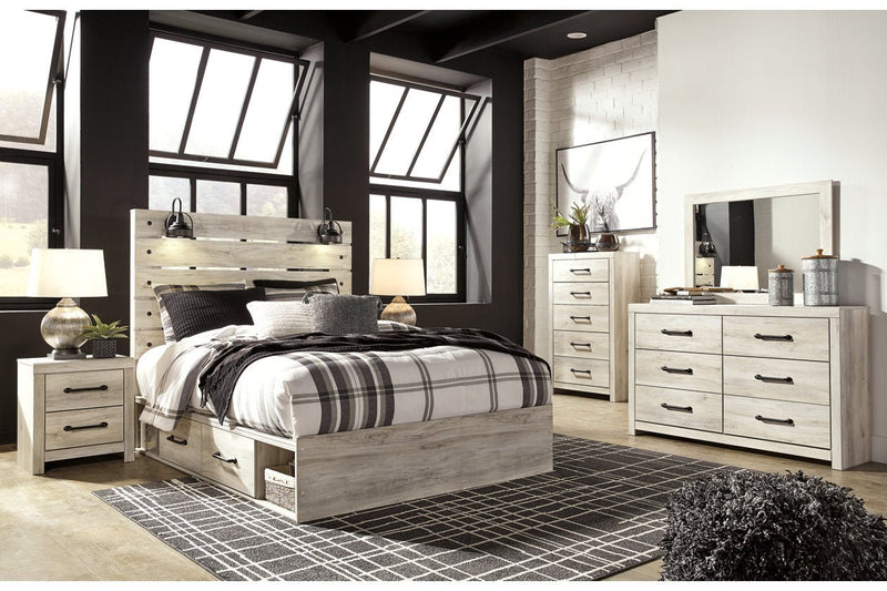 Cambeck Whitewash Queen Panel Bed with 4 Storage Drawers - Gate FurnitureQueen Bed