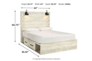Cambeck Whitewash Queen Panel Bed with 4 Storage Drawers - Gate FurnitureQueen Bed