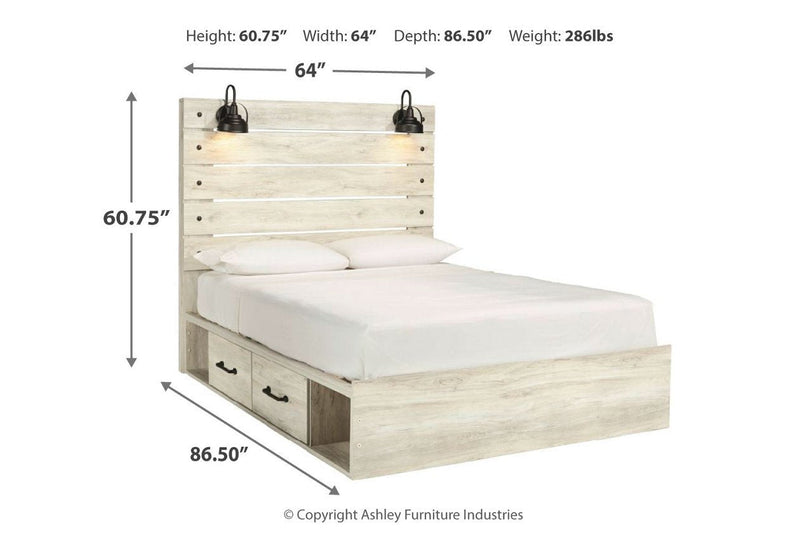 Cambeck Whitewash Queen Panel Bed with 4 Storage Drawers - Gate FurnitureQueen Bed