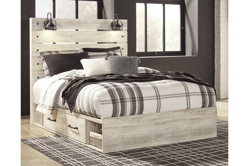 Cambeck Whitewash Queen Panel Bed with 4 Storage Drawers - Gate FurnitureQueen Bed