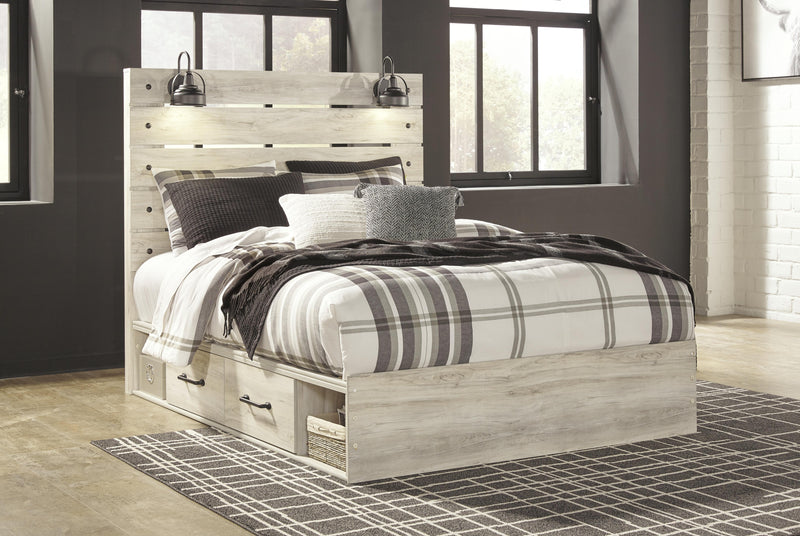 Cambeck Whitewash Queen Panel Bed with Storage, Dresser and 2 Nightstands - B192B114
