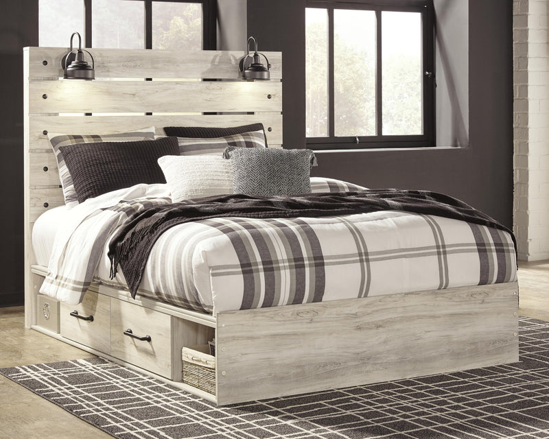 Cambeck Whitewash Queen Panel Bed with Storage, Dresser and 2 Nightstands - B192B99