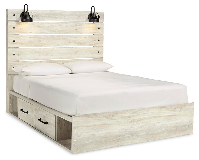Cambeck Whitewash Queen Panel Bed with Storage, Dresser and 2 Nightstands - B192B99
