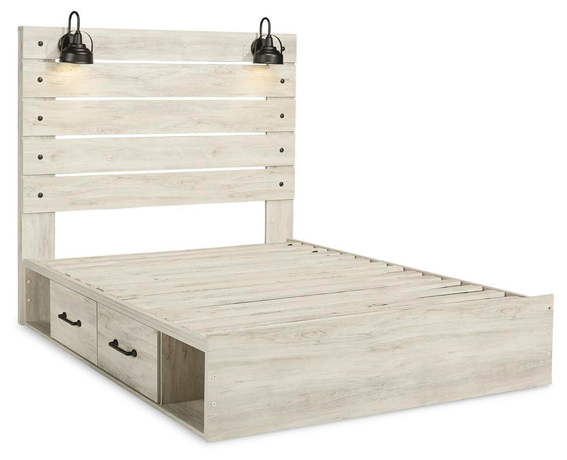 Cambeck Whitewash Queen Panel Bed with Storage, Dresser and 2 Nightstands - B192B99